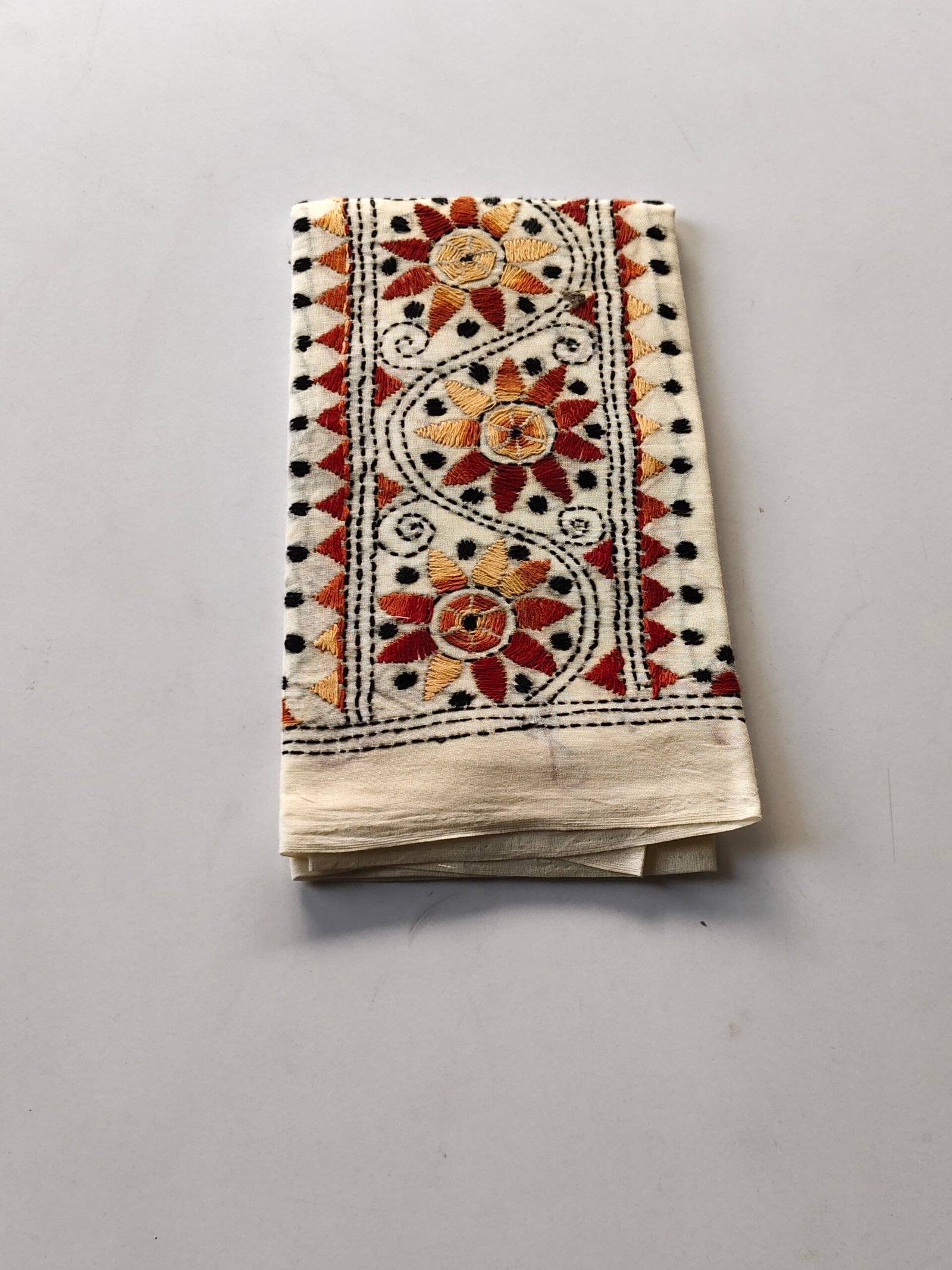 IMG_20251028_161835 Kantha Work Blouse Piece White - Maroon Threadwork - Image 2