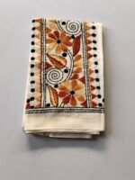 Kantha Work Blouse Piece White - Handcrafted Floral Embroidery