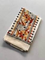 Kantha Work Blouse Piece White - Handcrafted Floral Embroidery - Image 2