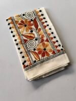 Kantha Work Blouse Piece White - Handcrafted Floral Embroidery - Image 4