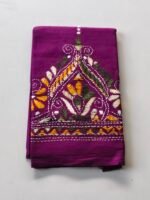 Kantha Stitch Blouse Piece – Handcrafted Floral Design Purple