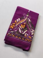 Kantha Stitch Blouse Piece – Handcrafted Floral Design Purple - Image 2