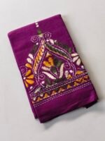 Kantha Stitch Blouse Piece – Handcrafted Floral Design Purple - Image 3