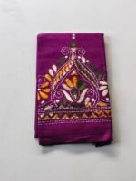 Kantha Stitch Blouse Piece – Handcrafted Floral Design Purple - Image 4
