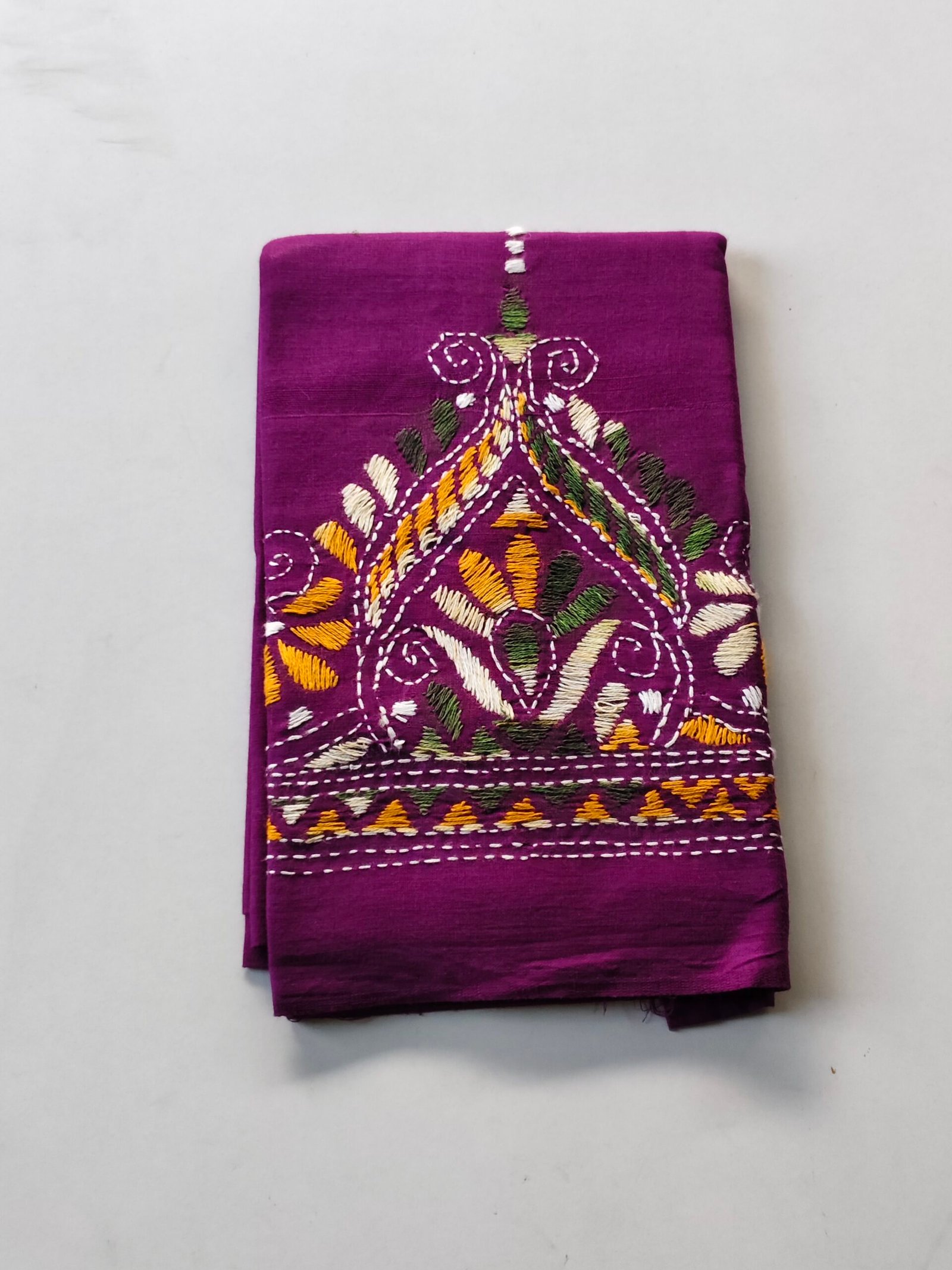 IMG_20251028_162209 Kantha Stitch Blouse Piece – Handcrafted Floral Design Purple - Image 4