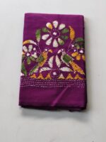 Purple Kantha Stitch Blouse Piece – Bird flower design Design - Image 2