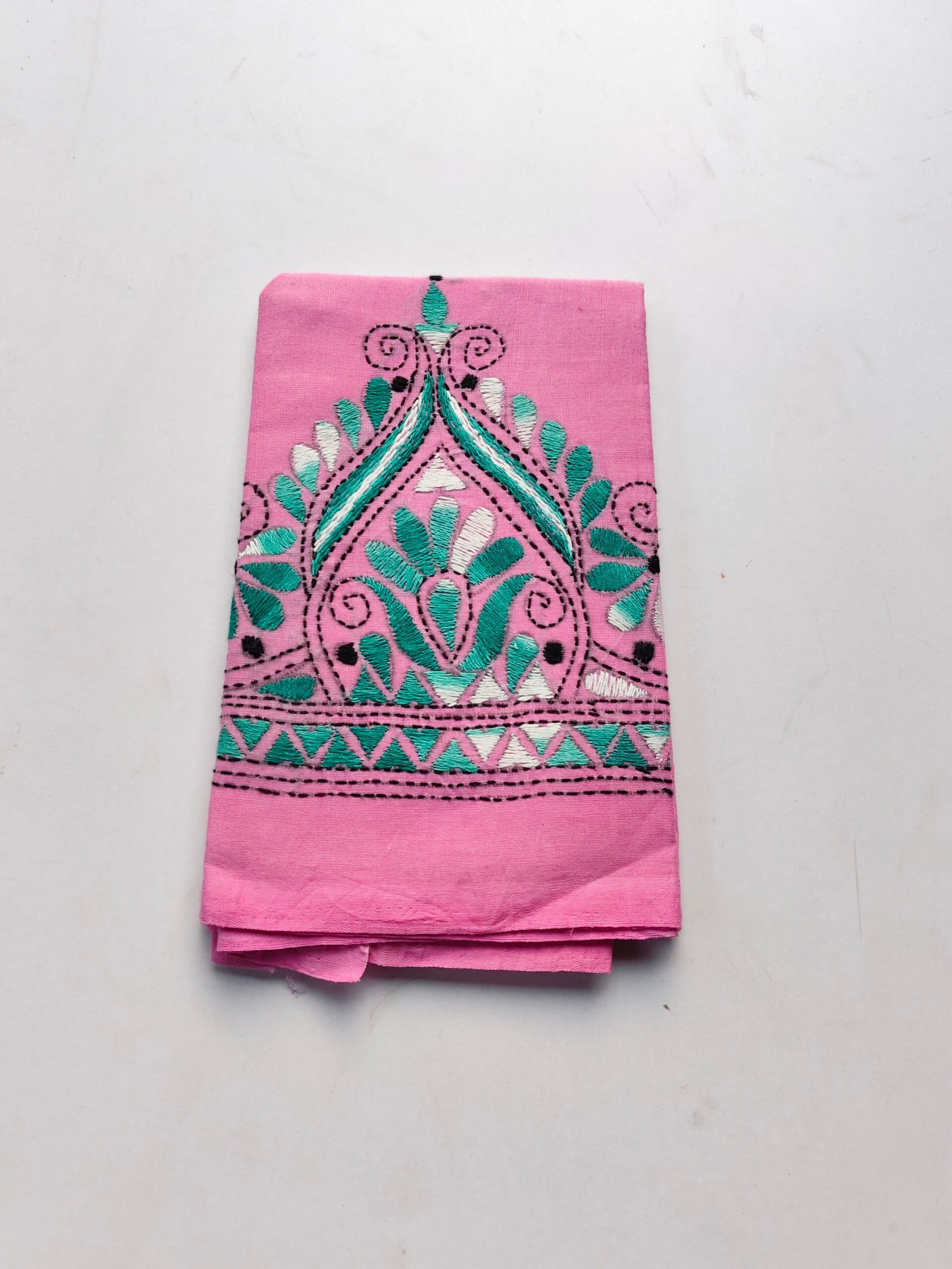 IMG_20251028_162512 Pink Cotton Kantha Stitch Blouse Piece - Image 1