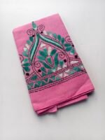 Pink Cotton Kantha Stitch Blouse Piece - Image 2