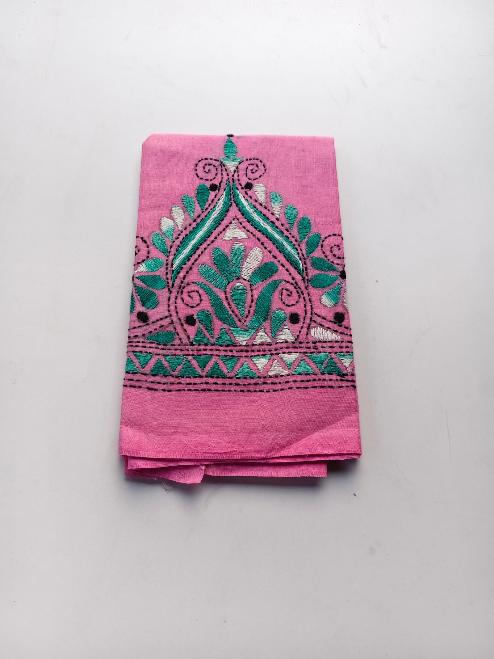IMG_20251028_162518 Pink Cotton Kantha Stitch Blouse Piece - Image 4