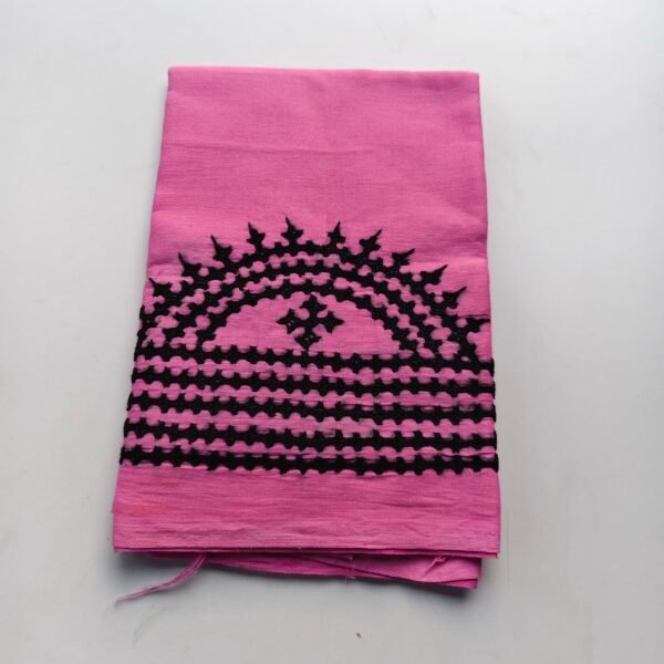 Pink Cotton Hand Work Blouse Piece - Gujarati work