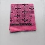Pink Cotton Hand Work Blouse Piece - Black Threadwork
