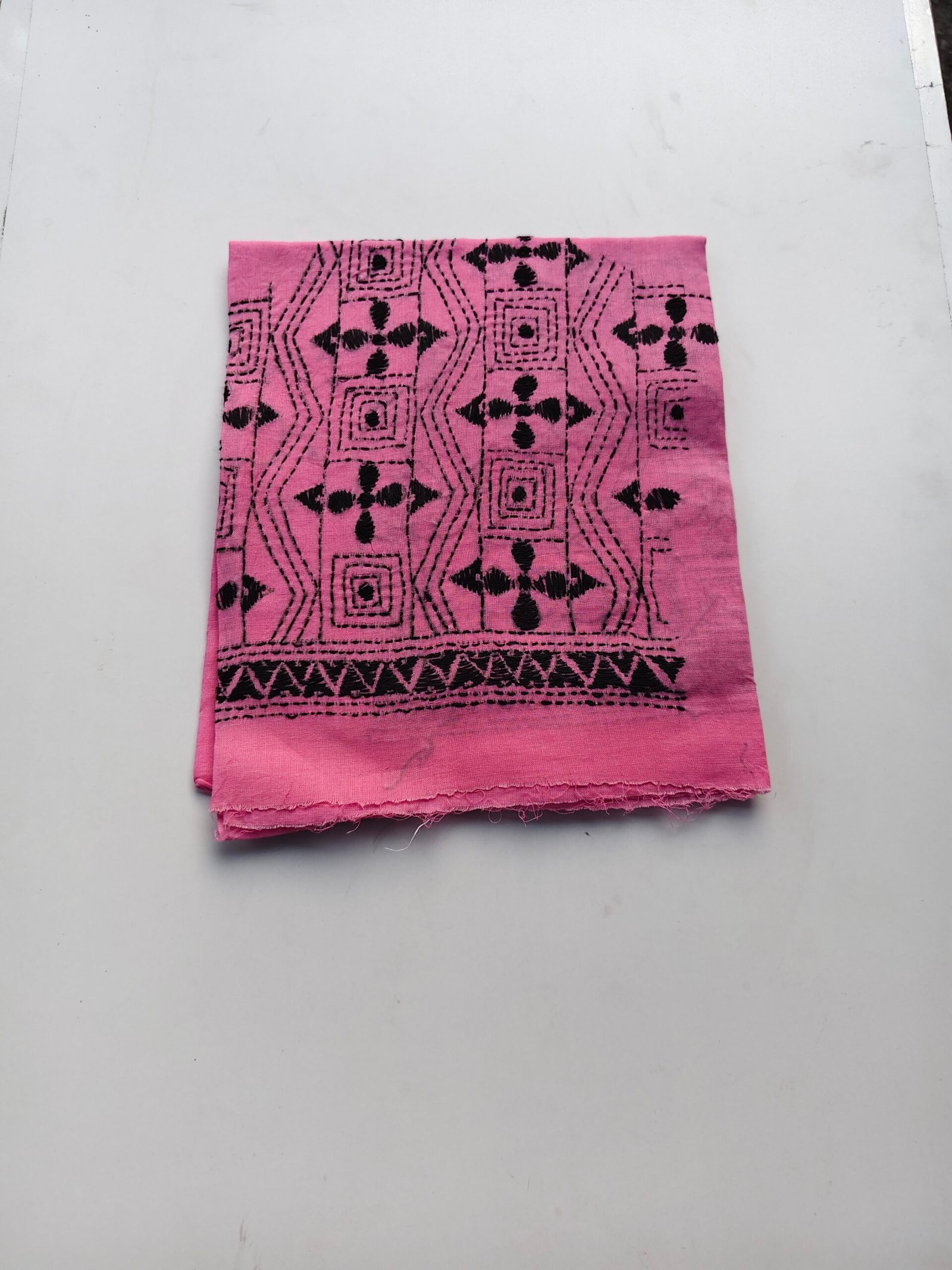 IMG_20251028_162712 Pink Cotton Hand Work Blouse Piece - Black Threadwork - Image 1