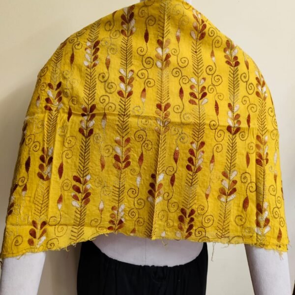 Cotton Kantha Stitch All-Over Blouse Material – yellow Vines & Sprigs