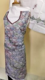 Pure Cotton Kantha Stitch Salwar Suit Material –  White Base (Unstitched 3pc Set) - Image 5