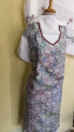 Pure Cotton Kantha Stitch Salwar Suit Material –  White Base (Unstitched 3pc Set) - Image 4