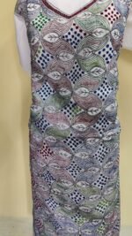 Pure Cotton Kantha Stitch Salwar Suit Material –  White Base (Unstitched 3pc Set) - Image 3