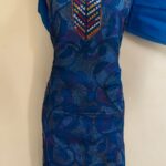 Pure Cotton Blue Kantha Stitch Salwar Suit Material – Handcrafted Multicolor Embroidery
