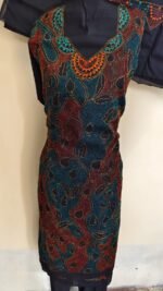 Cotton Black Kantha Stitch Salwar Suit Material – Handcrafted Multicolor