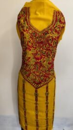 Pure Cotton Yellow Kantha Stitch Salwar Suit Material – Handcrafted