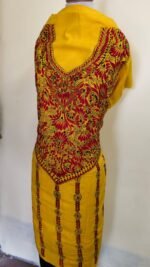 Pure Cotton Yellow Kantha Stitch Salwar Suit Material – Handcrafted - Image 6