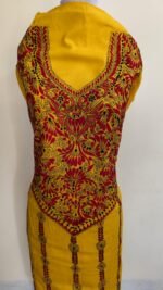 Pure Cotton Yellow Kantha Stitch Salwar Suit Material – Handcrafted - Image 2
