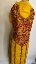 Pure Cotton Yellow Kantha Stitch Salwar Suit Material – Handcrafted - Image 7