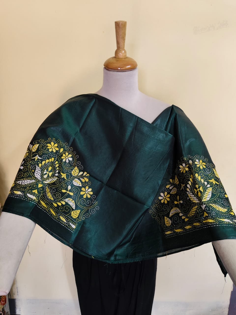 WhatsApp Image 2025-10-17 at 18.55.52_f778a5f0 Silk Kantha Stitch Blouse Material Emerald Green - Image 5