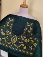 Silk Kantha Stitch Blouse Material Emerald Green - Image 3