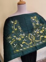 Silk Kantha Stitch Blouse Material Emerald Green - Image 2