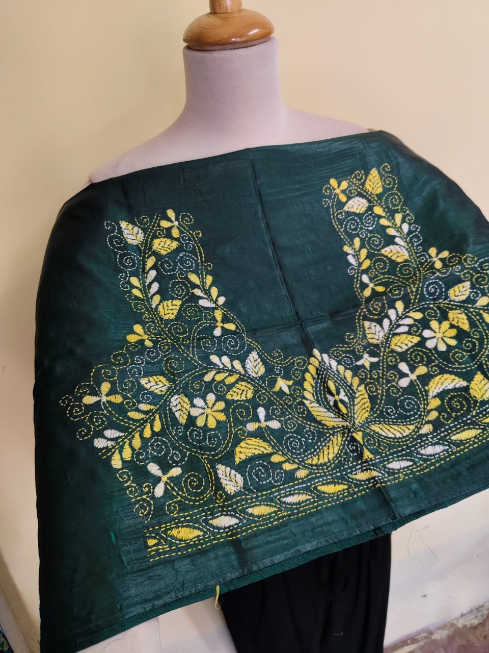 WhatsApp Image 2025-10-17 at 18.55.54_60a692ba Silk Kantha Stitch Blouse Material Emerald Green - Image 2