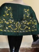 Silk Kantha Stitch Blouse Material Emerald Green - Image 4