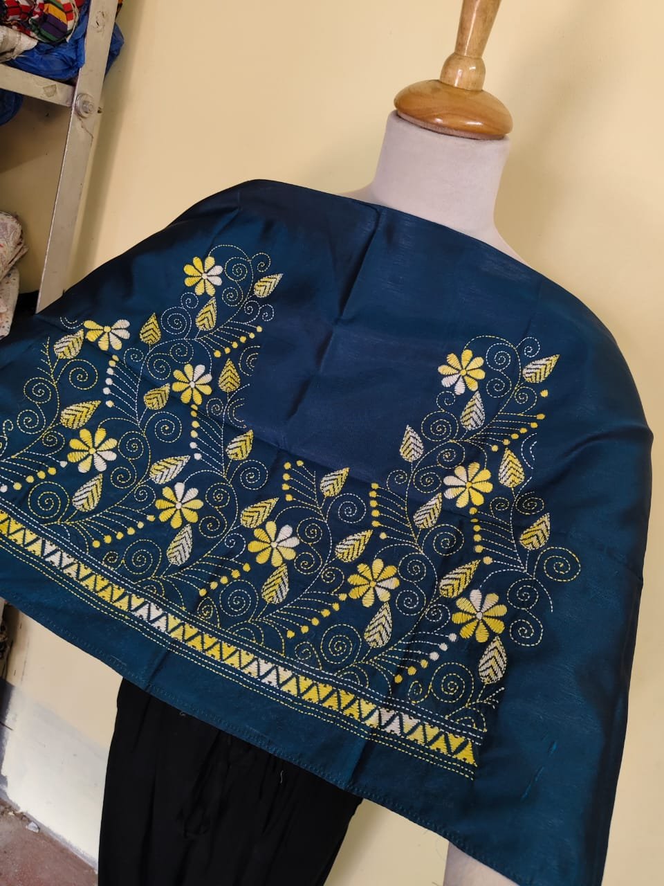WhatsApp Image 2025-10-17 at 19.20.44_6d44bc7a Silk Kantha Stitch Blouse Material – Handcrafted Floral Embroidery - Image 3
