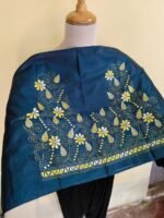 Silk Kantha Stitch Blouse Material – Handcrafted Floral Embroidery - Image 2