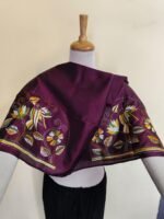 Maroon Silk Kantha Stitch Blouse Material – Handcrafted Bird & Floral - Image 4
