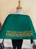 Green Silk Kantha Blouse Material – Handcrafted Geometric Border