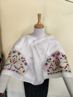 Off-White Silk Kantha Stitch Blouse Material – Multicolor Hand Embroidery - Image 5