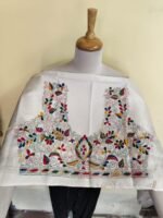 Off-White Silk Kantha Stitch Blouse Material – Multicolor Hand Embroidery - Image 6