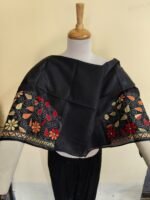 Silk Kantha Stitch Blouse Material – Multicolor Hand Embroidery Black - Image 5