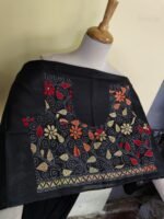 Silk Kantha Stitch Blouse Material – Multicolor Hand Embroidery Black - Image 3