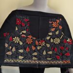 Silk Kantha Stitch Blouse Material – Multicolor Hand Embroidery Black