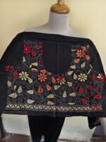 Silk Kantha Stitch Blouse Material – Multicolor Hand Embroidery Black