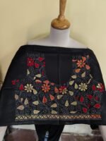 Silk Kantha Stitch Blouse Material – Multicolor Hand Embroidery Black - Image 2