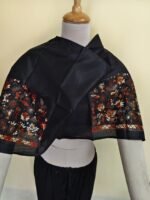 Black Silk Kantha Stitch Blouse Material – Tribal & Floral Hand Embroidery - Image 6