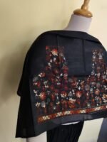 Black Silk Kantha Stitch Blouse Material – Tribal & Floral Hand Embroidery - Image 5