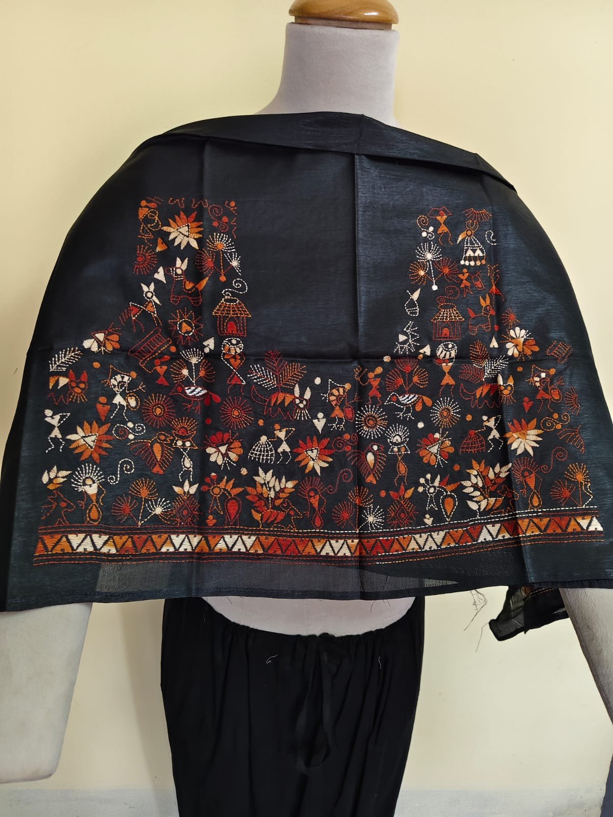 WhatsApp Image 2025-10-17 at 21.20.22_d493f42a Black Silk Kantha Stitch Blouse Material – Tribal & Floral Hand Embroidery - Image 3