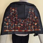 Black Silk Kantha Stitch Blouse Material – Tribal & Floral Hand Embroidery