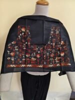 Black Silk Kantha Stitch Blouse Material – Tribal & Floral Hand Embroidery