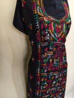 Black Cotton Kantha Stitch Long Kurti Material – Multicolor Hand Embroidery - Image 4