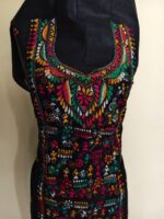 Black Cotton Kantha Stitch Long Kurti Material – Multicolor Hand Embroidery - Image 3