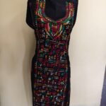 Black Cotton Kantha Stitch Long Kurti Material – Multicolor Hand Embroidery